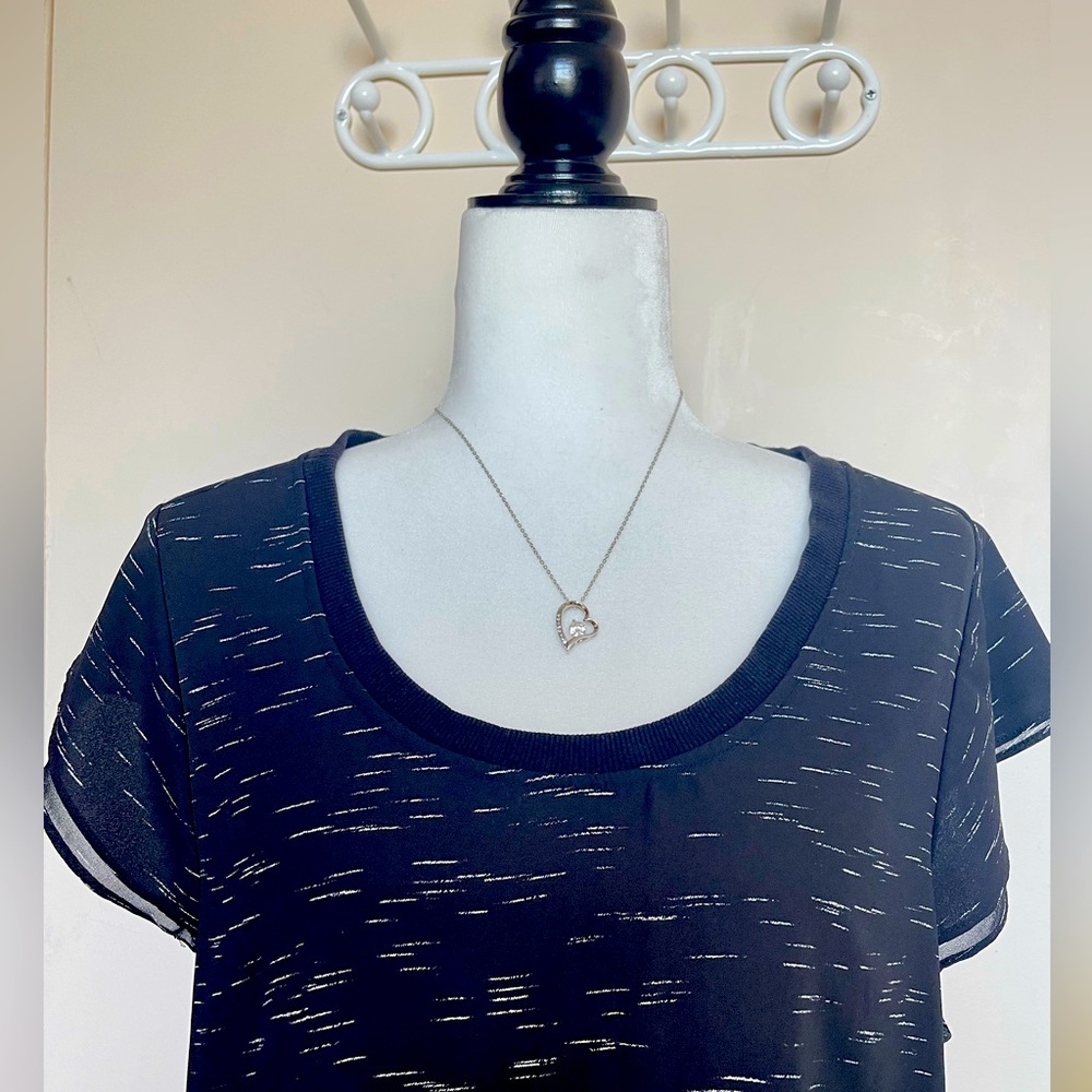 Black Short-Sleeve Scoop Neck Top